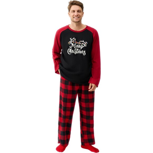 Giggling Getup Red Black Plaid Adult Mens Christmas Pajamas Set XL - Picture 1 of 7